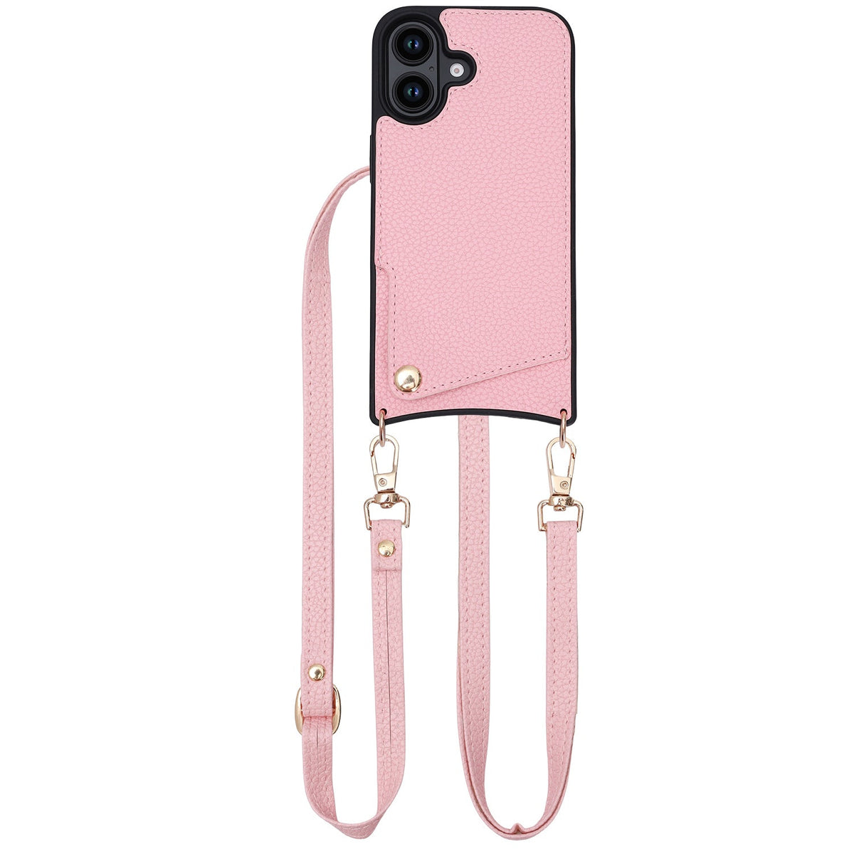 Apple iPhone 16 Plus Hoesje - Roze - Back Cover met Pols Bandje en Telefoonkoord