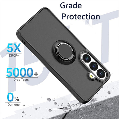 Samsung Galaxy S26 Ultra Hoesje - Zwart - Ring Stand Matte Armor Back Cover