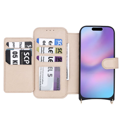 Apple iPhone 16 Hoesje - Beige - CM Amsterdam Back Cover met Telefoonkoord