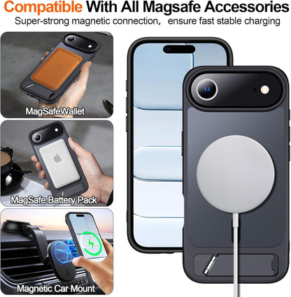 Apple iPhone Air Hoesje - Zwart - Matte Armor MagSafe Back Cover met Kickstand