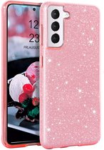 Coque Samsung Galaxy S22 Plus - Rose - Étui arrière à paillettes