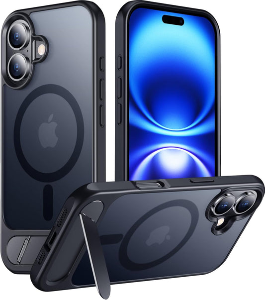 Apple iPhone 17 Case - Black - Matte Armour MagSafe Back Cover with Kickstand