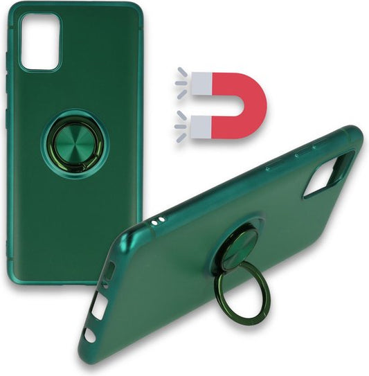 Samsung Galaxy S20 Plus Hoesje - Groen - Siliconen Ring Kickstand Back Cover