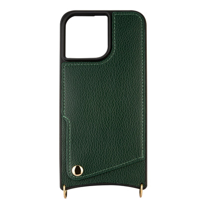 Apple iPhone 15 Pro Hülle - Grün - Backcover mit Handschlaufe und Handykette