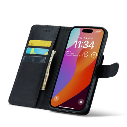 Apple iPhone 15 Pro Case - Charcoal Gray - Genuine Leather 2-in-1 MagSafe Wallet Case