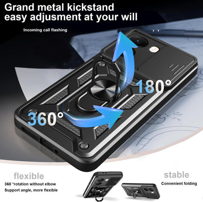 OPPO Reno 13FS Hoesje - Zwart - Armor Kickstand en Camera Bescherming Back Cover