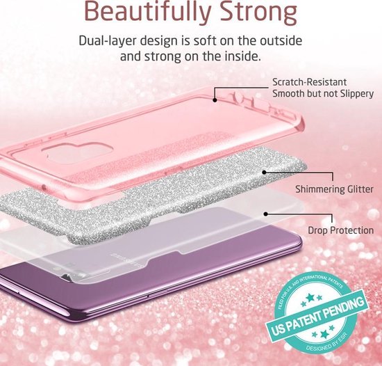 Samsung Galaxy S9+ Hoesje - Zwart - Glitter Back Cover