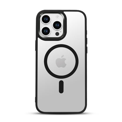 Apple iPhone 16 Pro Hoesje - Zwart - MagSafe Color Frame Back Cover met Camerabescherming
