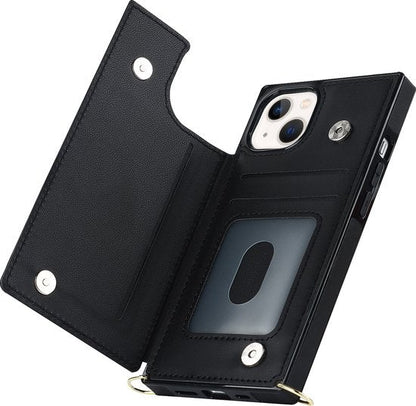 Apple iPhone 11 Case - Black - Luxury Back Cover with Phone Strap and Zipper