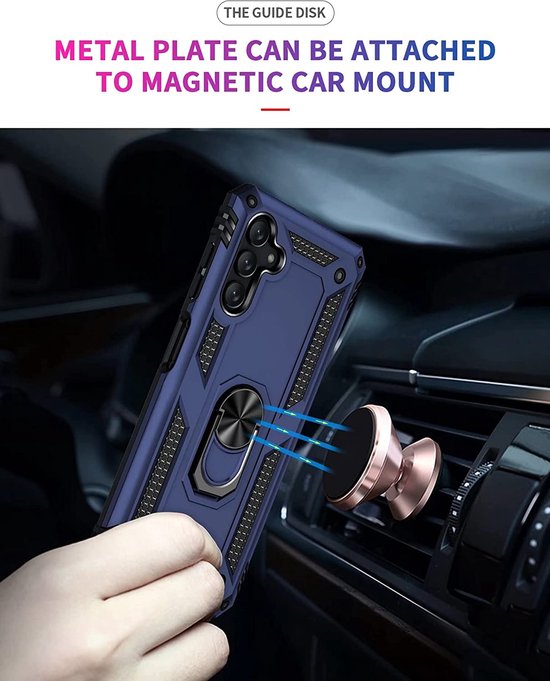 Samsung Galaxy A04s Hoesje - Blauw - Armor Kickstand Back Cover