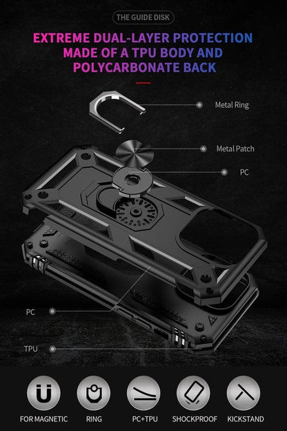 Apple iPhone 14 Pro Hoesje - Zwart - Armor Kickstand Back Cover