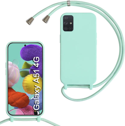 Samsung Galaxy A51 5G Case - Turquoise - Silicone Back Cover with Phone Strap