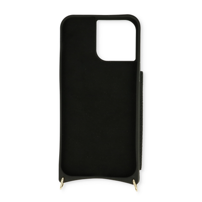 iPhone 14 Plus Hoesje - Zwart - Thick Back Cover met Telefoonkoord en Pasjeshouder