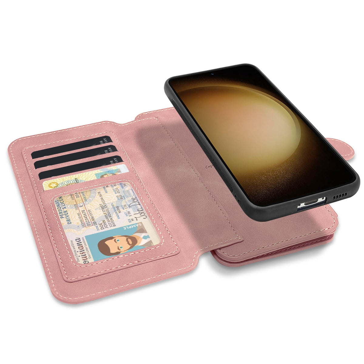 Samsung Galaxy S25 Hoesje - Pale Pink - 2 in 1 Bookcase met Rits