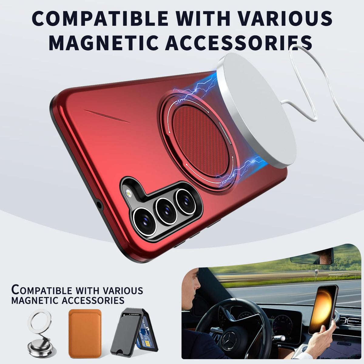 Samsung Galaxy S26 Hoesje - Rood - Siliconen Ring Kickstand Back Cover