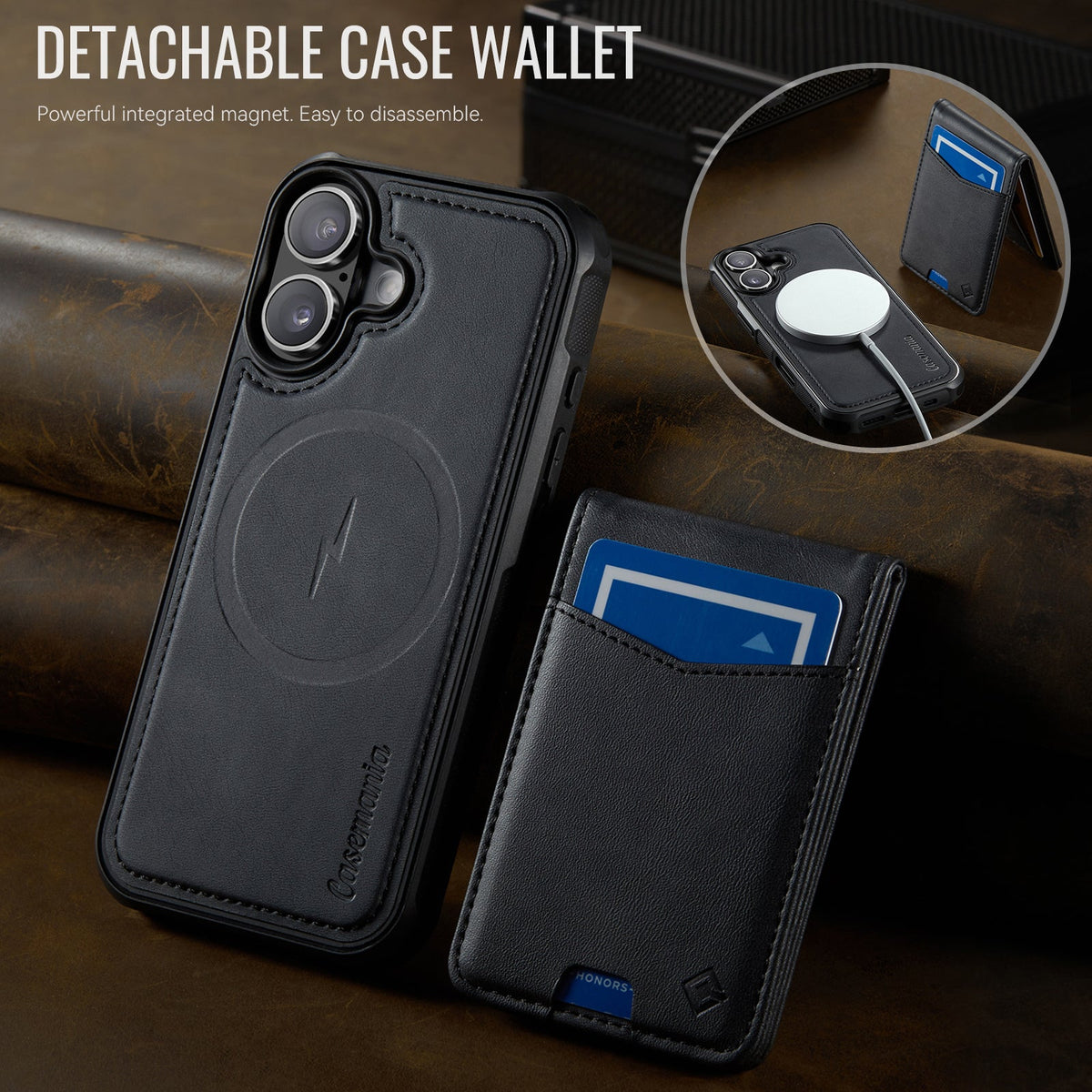 Apple iPhone 17 Hoesje - Charcoal Gray - MagSafe Back Cover met Pasjeshouder