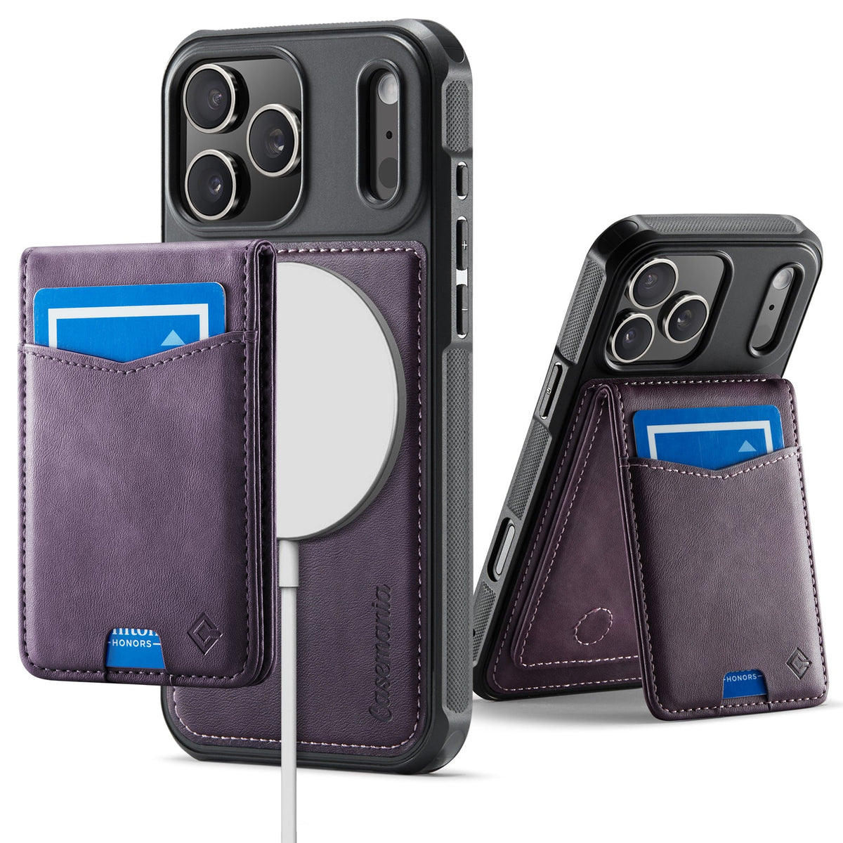 Apple iPhone 17 Pro Max Hoesje - Dark Purple - MagSafe Back Cover met Pasjeshouder