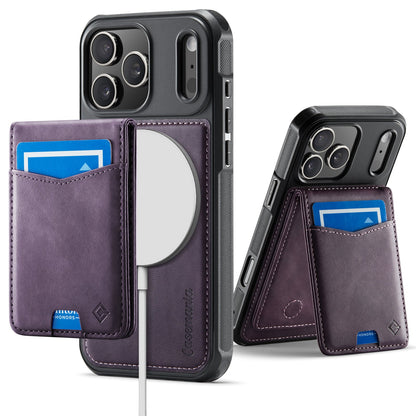 Étui Apple iPhone 18 Pro Max - Violet Foncé - Coque arrière de luxe en similicuir MagSafe avec porte-cartes