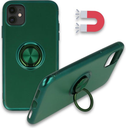 Apple iPhone 12 Mini Hülle - Grün - Silikon-Ring-Ständer-Backcover