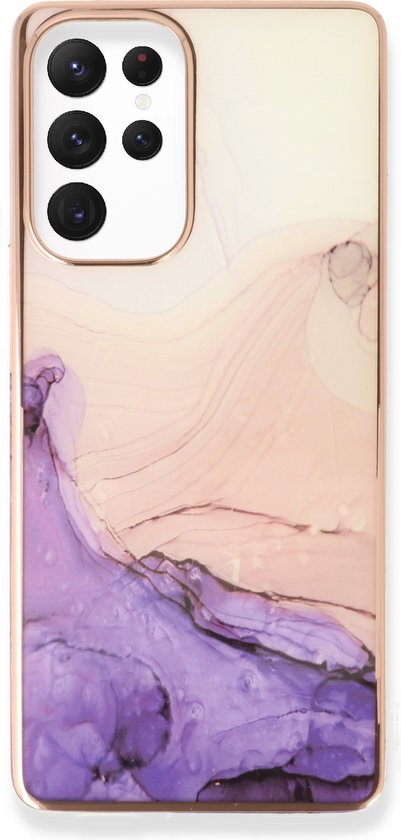 Samsung Galaxy S23 Ultra Case - Purple - Silicone Marble Back Cover