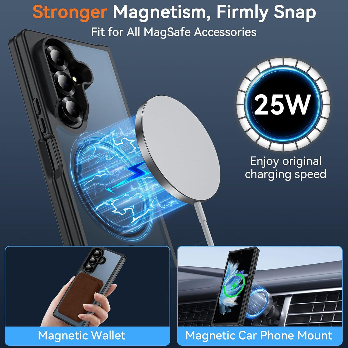 Samsung Galaxy Z Fold8 Ultra Hülle - Schwarz - Mattes Armor-MagSafe-Backcover
