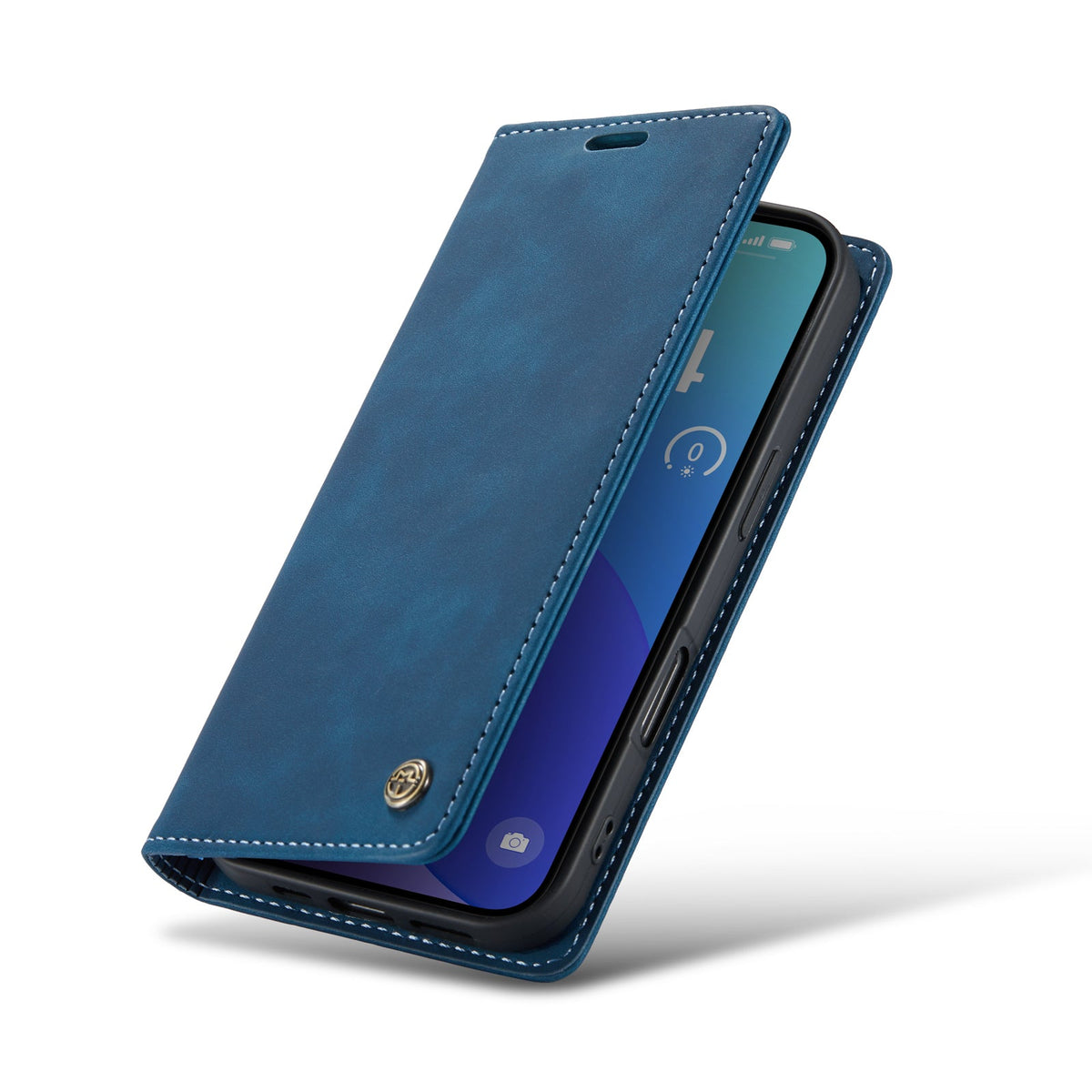 iPhone 16 Pro Hoesje - Navy Blue - Dunne Bookcase