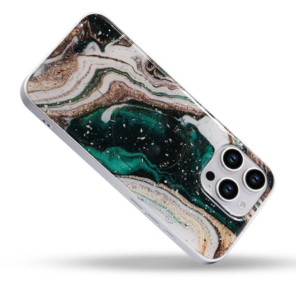 iPhone 16 Pro Max Hoesje - Groen - Marmer MagSafe Back Cover