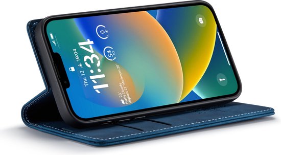 Apple iPhone 14 Plus Hoesje - Navy Blue - Dunne Bookcase