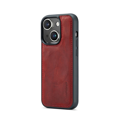 Apple iPhone 15 Plus Hülle - Crimson Red - Echtleder-2-in-1-MagSafe-Klapphülle mit Kartenfach