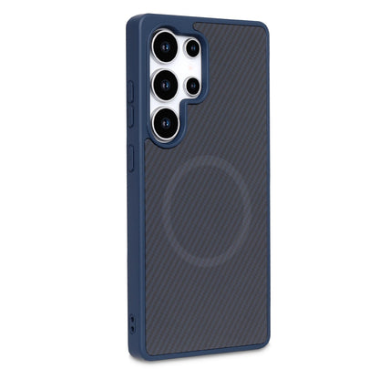 Samsung Galaxy S23 Ultra Hoesje - Blauw - Carbon MagSafe Back Cover