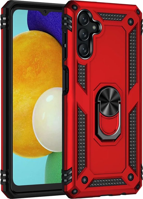 Samsung Galaxy A04s Hoesje - Rood - Armor Kickstand Back Cover