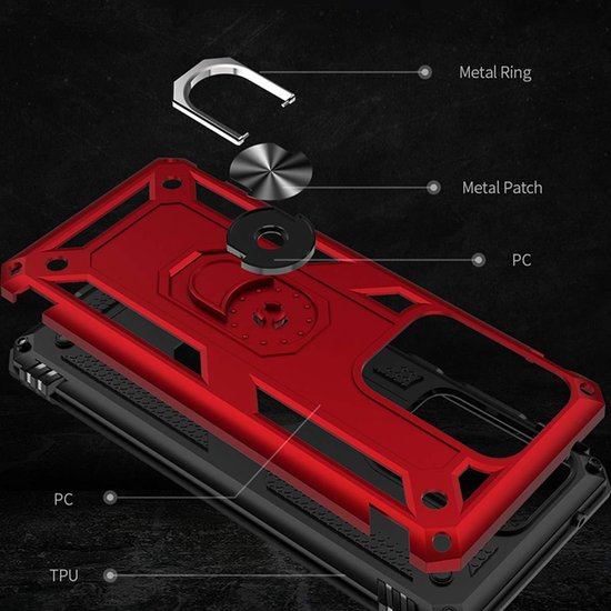 Samsung Galaxy S20 Ultra Hoesje - Rood - Armor Kickstand Back Cover