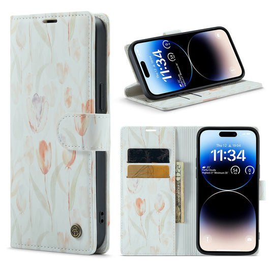 Apple iPhone 14 Pro Hülle - Tulpen - Klapphülle mit Kartenfach und Print