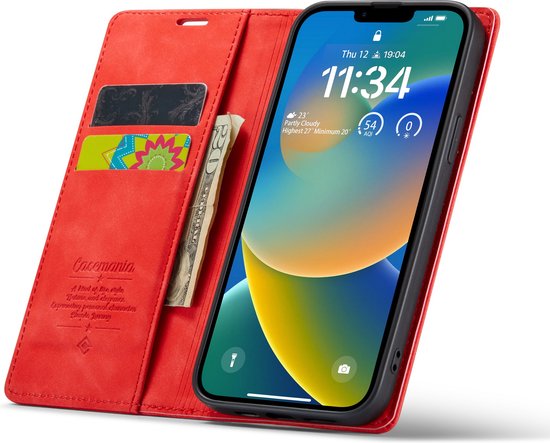 Apple iPhone 14 Plus Hoesje - Crimson Red - Dunne Bookcase