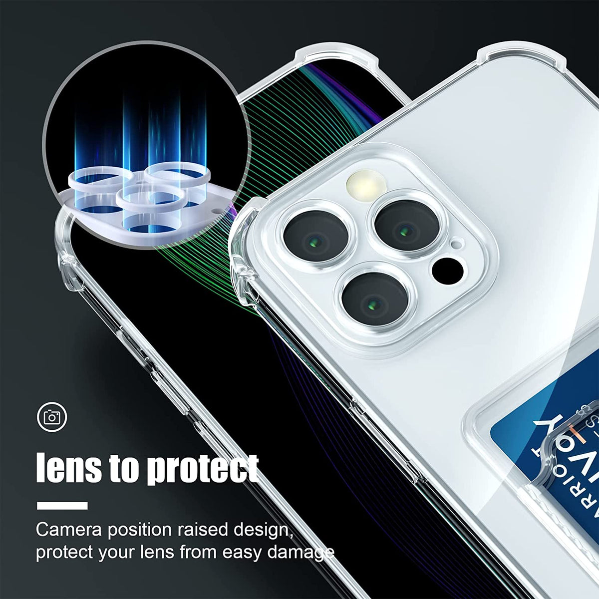 Apple iPhone 12 Pro Max Case - Clear - Back Cover with Card Holder
