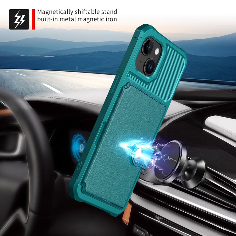 Apple iPhone 15 Plus Hülle - Türkis - Backcover mit Kartenfach