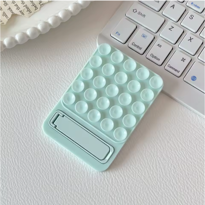 Casemania Siliconen Zuignap Sticker met Kickstand - Licht Groen - 1 Stuk