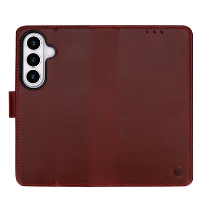 Samsung Galaxy S26 Hoesje - Burgundy Red - Echt Leren 2 in 1 MagSafe Bookcase