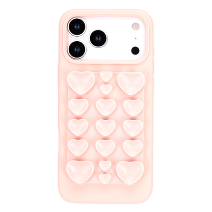 Apple iPhone 18 Pro Max Hoesje - Licht Roze - Siliconen Back Cover met Afneembare Hartjes Zuignappen