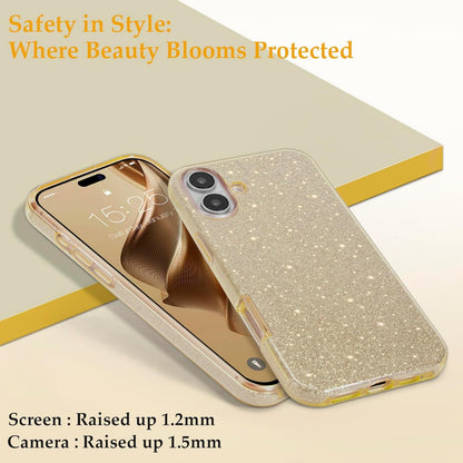 Apple iPhone 16 Plus Hoesje - Goud - Glitter Back Cover