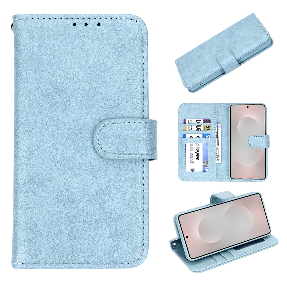 Samsung Galaxy S26 Ultra Case - Light Blue - Luxury Faux Leather Wallet Case