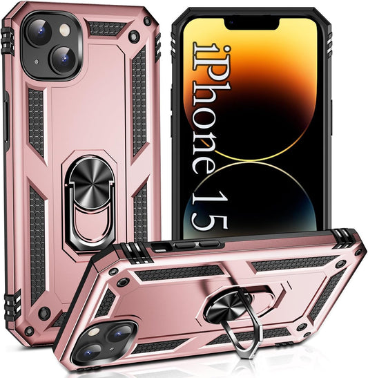 Apple iPhone 15 Case - Rose Gold - Armor Kickstand Back Cover