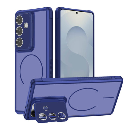Samsung Galaxy S26 Plus Hoesje - Donker Blauw - Matte Armor MagSafe Back Cover met Kickstand
