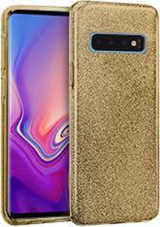 Samsung Galaxy S10 Hoesje - Goud - Glitter Back Cover