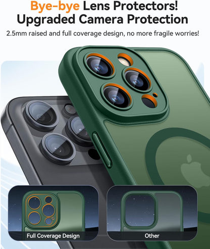 iPhone 16 Pro Hoesje - Donker Groen - Matte Armor MagSafe Back Cover