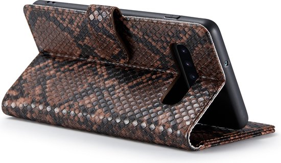 Samsung Galaxy S10+ Case - Brown - Luxury Snakeskin Flip Case