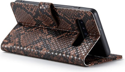 Samsung Galaxy S10+ Case - Brown - Luxury Snakeskin Flip Case
