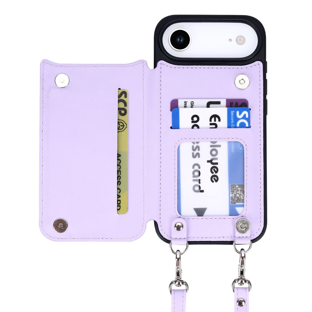 Apple iPhone Air Hoesje - Paars - Luxe Back Cover met Telefoonkoord en Rits