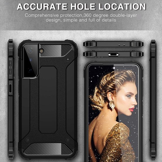 Samsung Galaxy S21 FE Hoesje - Zwart - Armor Back Cover