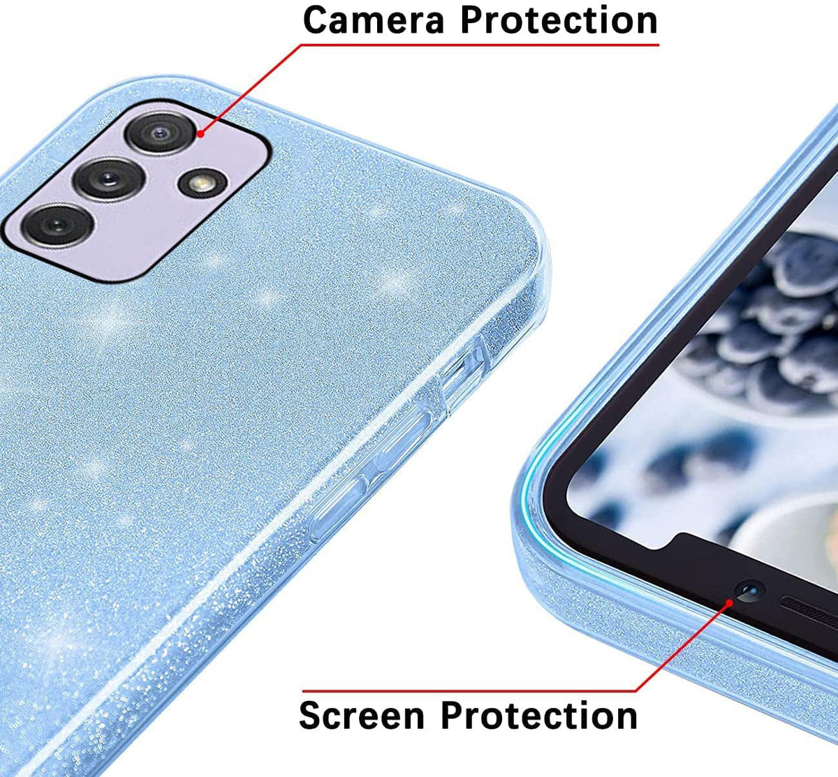 Samsung Galaxy A55 Hoesje - Blauw - Glitter Back Cover
